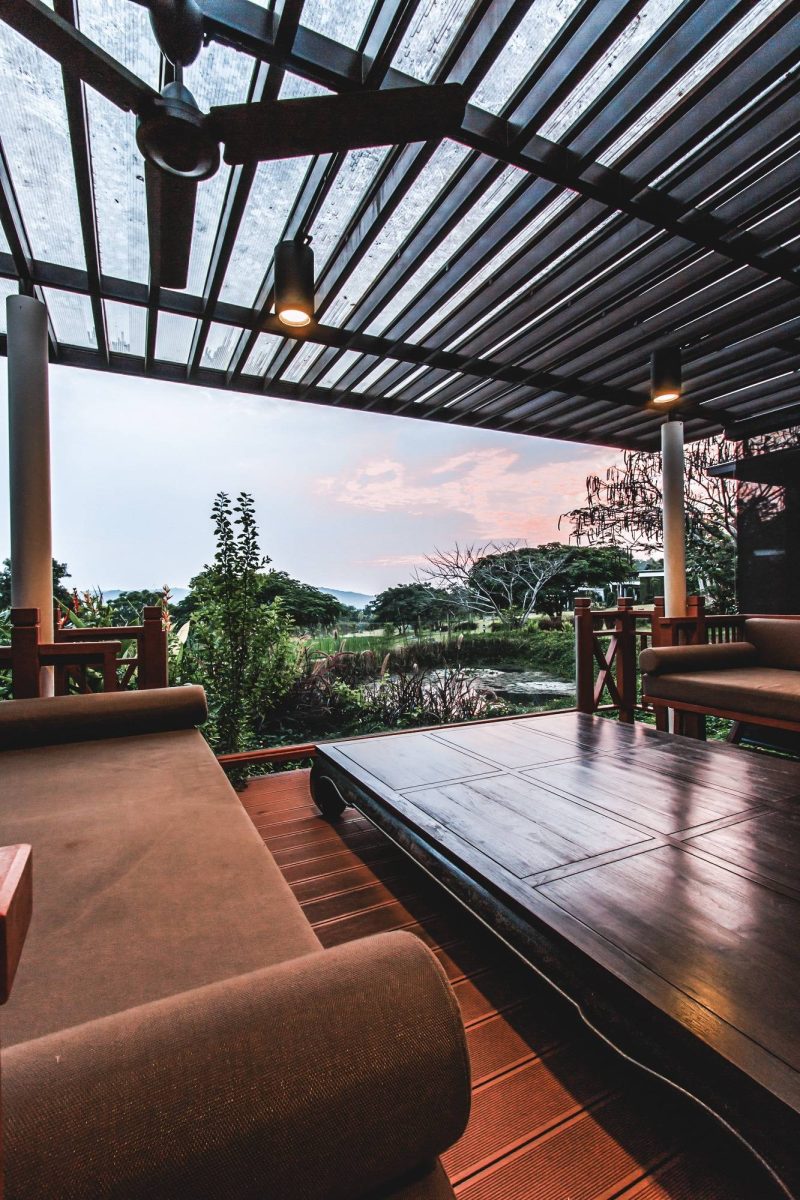 Interior design: Beautiful modern terrace lounge Morning